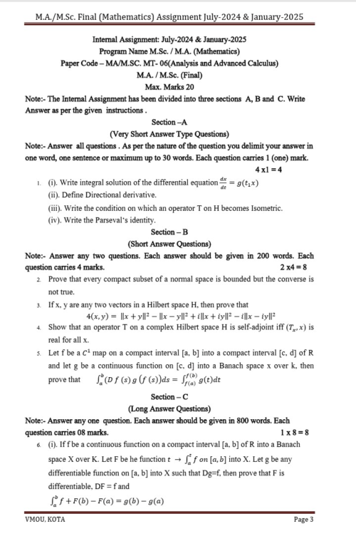 VMOU MSCMT-06 ASSIGNMENT SOLUTION PDF 2025-26