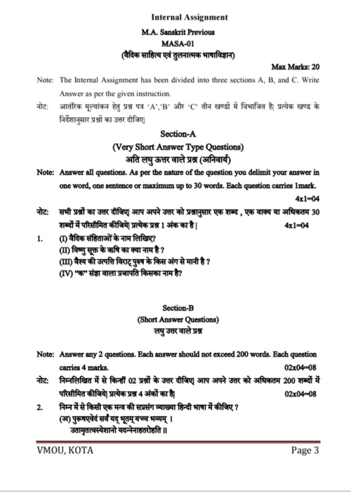 VMOU MASA-01 ASSIGNMENT SOLUTION PDF 2024-25